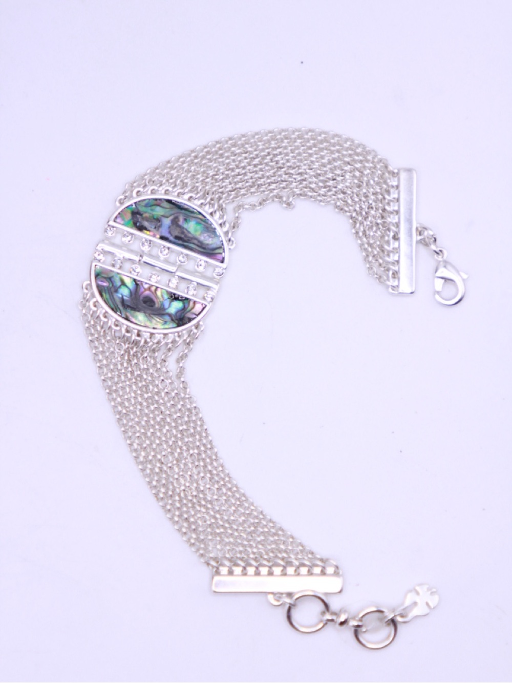 Lucky Brand Silver Multi-Strand Abalone style Accent Bracelet 6.75” on cone